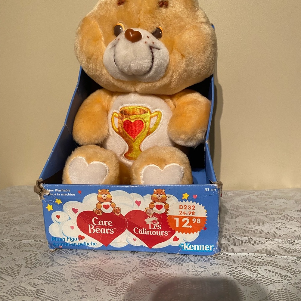 Rare 1980’s Kenner Care Bear CHAMP 13” Plush IN ORIGINAL BOX Attached